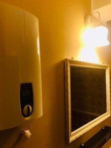 water heater, mirror,